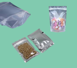 Túi zipper 1 mặt bạc, 1 mặt trong